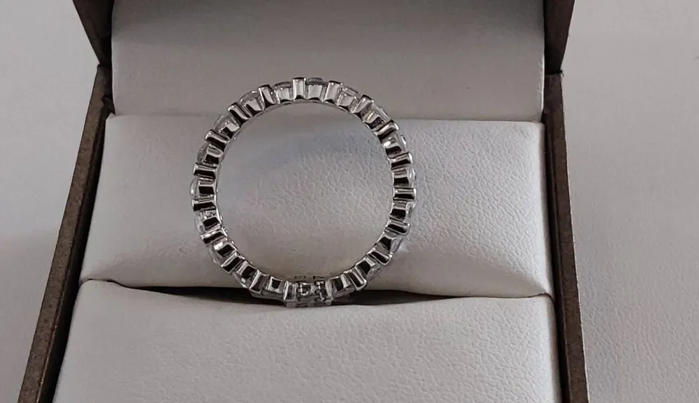 2 Ct. Round Sim Diamond & Bar Link Eternity Band Ring Sz 8~925SS